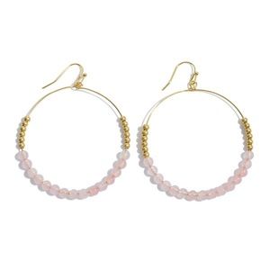 Rose Quartz Semi Precious Beaded Drop Earrings
